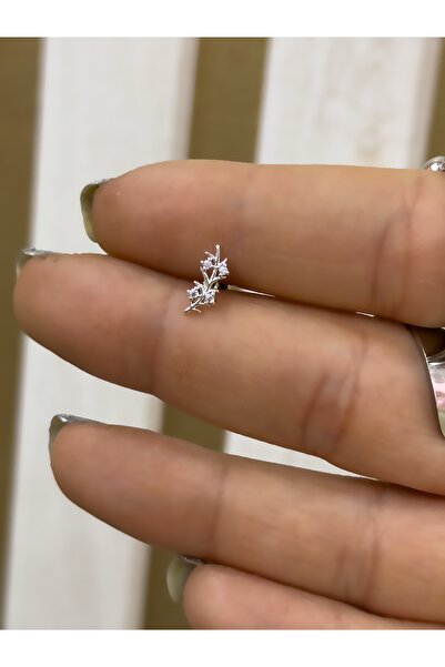 Hicrans Takı TAŞLI DAL MODEL HELİX TRAGUS ÇELİK KÜPE