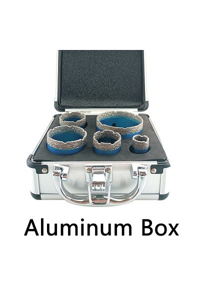 SHENSEN 5pcs-aluminum Box 5 Pcs Dry Drill M14 Thread Brazing Hole Saw Set Porcelain Tiles Crowns Granite Mar