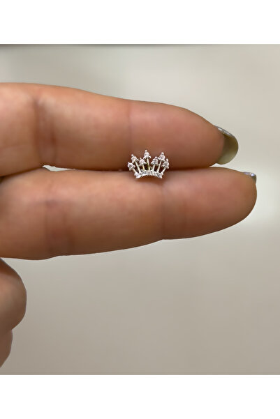 Hicrans Takı TAŞLI TAC MODEL HELİX TRAGUS ÇELİK KÜPE