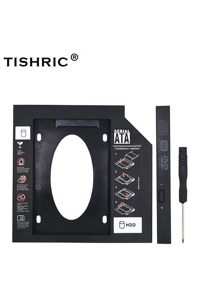 TISHRIC 12.7mm Plastic Hdd Caddy 9.5 Or 12.7mm Sata 3.0 Optibay 2.5'' Ssd Dvd Hard Disk Driver Cd-ro