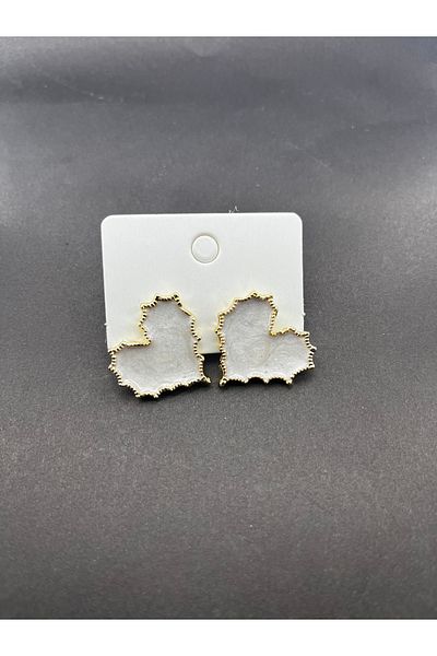 Candy Mother of Pearl Enamel Heart Shaped Earrings