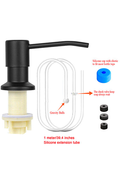 Choice موزع صابون أسود لحوض المطبخ، موزع صابون لحوض المطبخ، مجموعة أنابيب الت...