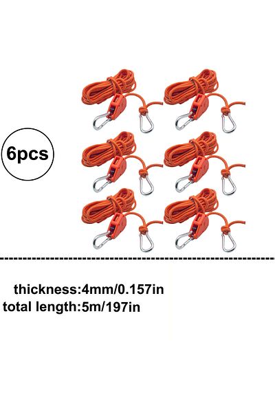 Choice 6pcs Orange 6pcs Reflective Camping Tent Rope Tie Down Fastener Fixed Buckle Pulley Tensioner Ratche