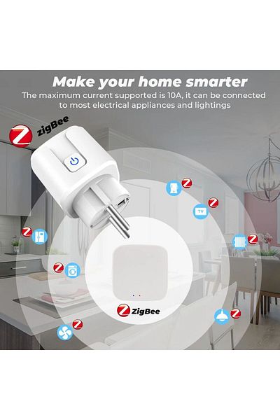 Choice 1pcs Tuya Smart Plug Zigbee Eu 20a Socket With Power Monitor Timing Voice Control Smart Home Wireles