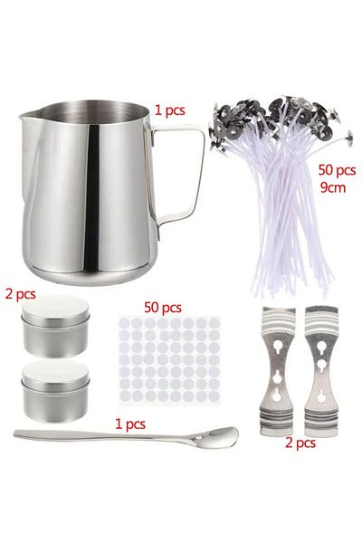 Choice Style A Diy Handmade Aromatherapy Candle Tool Set, Stainless Steel Wax Pot, Smokeless Wax Core, Thre