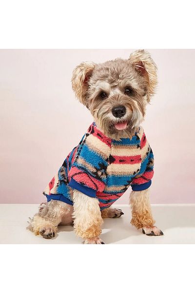 Choice M Red Autumn And Winter Cat And Dog Clothes Cute Striped Plush Polyester Sweatshirt Pet Clothes Dura