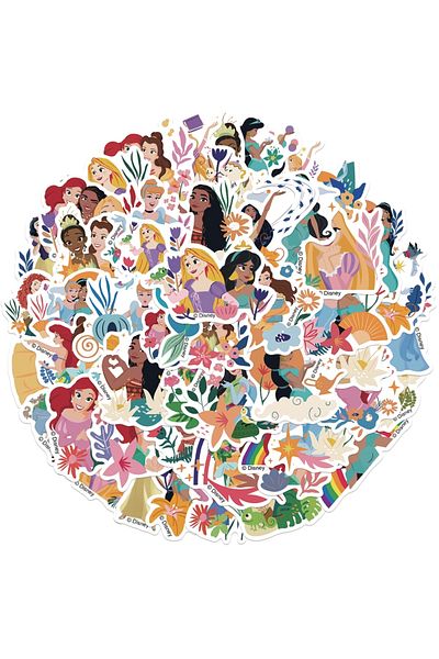 Choice 50pcs 50pcs Disney Princess Vinyl Waterproof Stickers Toys For Water Bottles Laptop Bumper Notebook