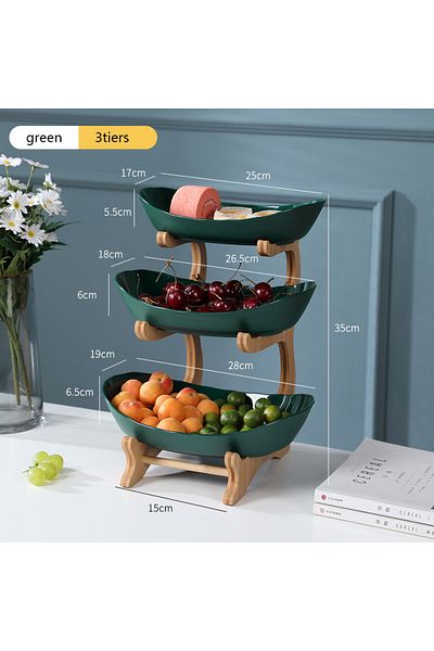 Choice Green 3tiers Table Plates Dinnerware Kitchen Fruit Bowl With Floors Partitioned Candy Cake Trays Woo