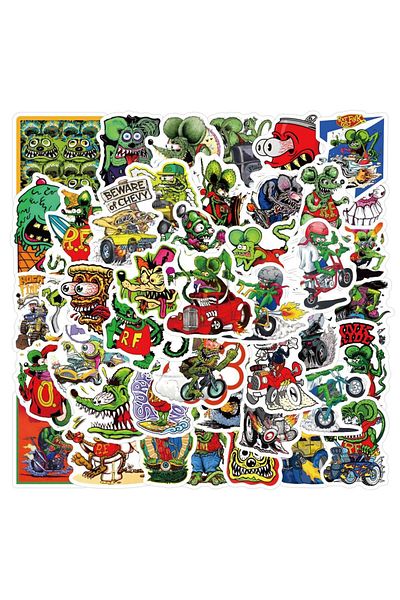 Choice 62pcs 62pcs Rat Fink Cartoon Mouse Funny Anime Phone Laptop Car Stickers For Luggage Guitar Helmet S