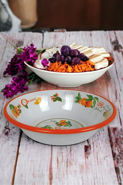 İnci Emaye 24 cm Enameled Bowl Plate, Pit Plate, Salad Plate, Chips Plate