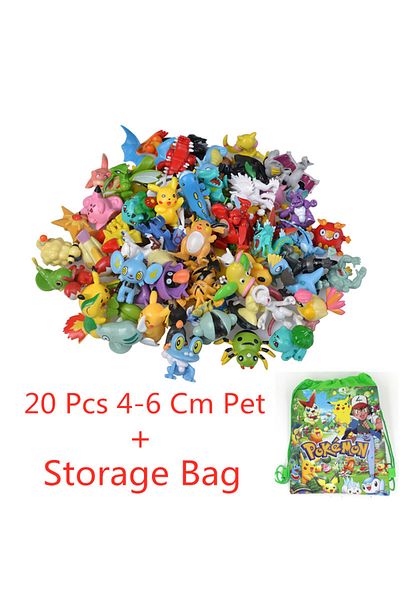 Choice 20 Pcs With Bag 20-100pcs 4-6 Cm Anime Pokemon Big Figure Toy Pikachu Action Figure Model Ornamental