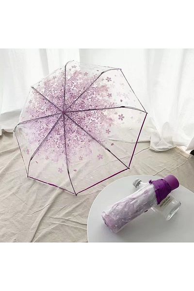 Choice Purple Korean Style Umbrella Folding Cute Cute Goddess Small Fresh Simple Forest Style Three Fold Ja