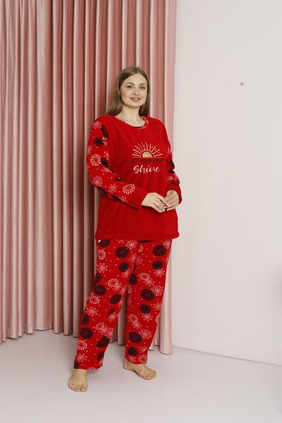 shopshop Women's Well Soft Large Size Fleece Plush Pajama Set-20078