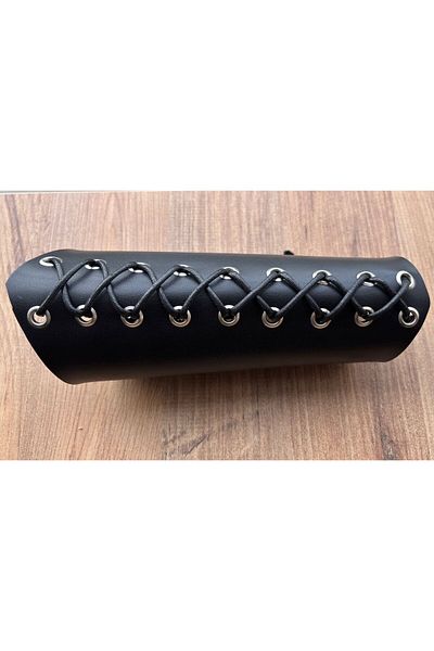 Metal Giyim Lace-Up Black Faux Leather Sleeves