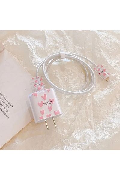 Choice 04 جراب شاحن من السيليكون الناعم على شكل زهرة كرتونية لهاتف Iphone 15 14 13 Apple 18/20w رأس شاحن واقي