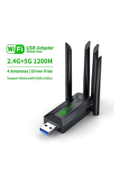 Choice محول واي فاي USB بسرعة 1200 ميجابت في الثانية ونطاق مزدوج 2.4 جيجاهرتز و5 جيجاهرتز و4 هوائيات و802.11ac وUSB3.0 عالي السرعة
