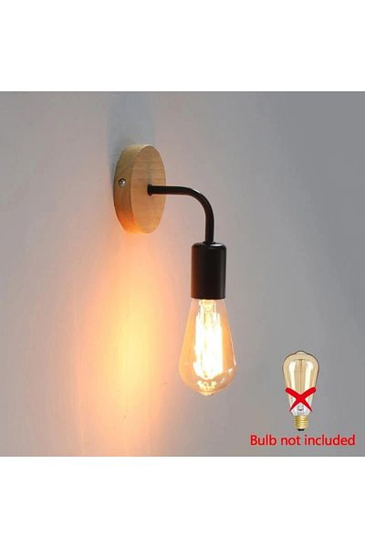 Choice Black Wood Wall Lamp Vintage Sconce Wall Lights Fixture E27 Bedside Retro Vintage Lamp Industrial De