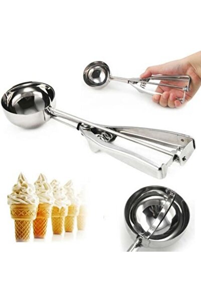 NAKRES Makaslı Kepçe Lokma Kurabiye Dondurma Kepçesi Paslanmaz Pratik Dondurma Kaşığı