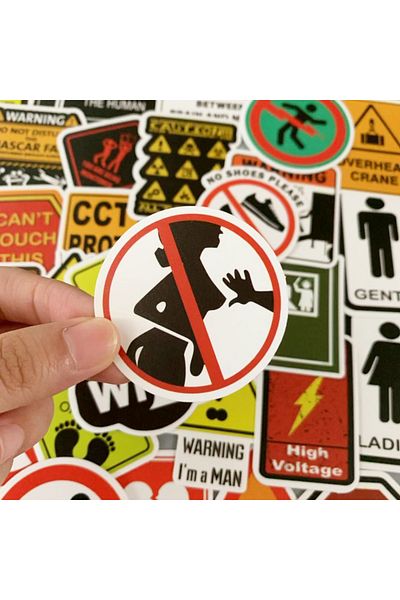 Choice 50pcs 50pcs Warning Stickers Danger Banning Skateboard Fridge Guitar Laptop Motorcycle Travel Classi