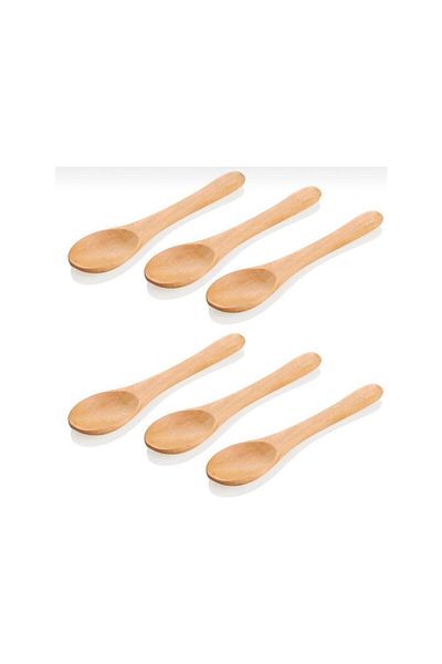 RAMDET Mini Wooden Spoon 13 Cm 6-Pack Wooden Mini Scale Candy Holder Honey Spoon Spice Spoon
