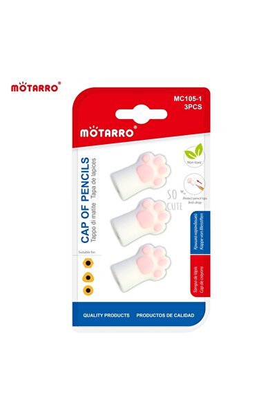 Choice MC105-1 MOTARRO 3 قطع من ممحاة غطاء قلم رصاص على شكل مخلب قطة وردية اللون مع أغطية مطاطية للقرطاسية ومستلزمات المدرسة
