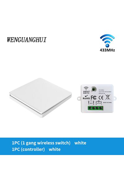 sixwgh 110-250v 1gang 1receiver Smart Wireless Switch Rf433mhz Self-powered Push Button Wall Panels