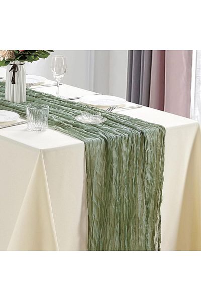 Choice Sage Green 6pcs Cheesecloth Table Runner Boho Gauze Table Runner 40x270cm For Wedding Bridal Shower