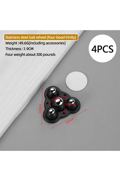 Choice Steel Ball 4pcs 4pcs Non Punching Adhesive Ball Pulley Furniture Mobile Base Accessories Small Wheel