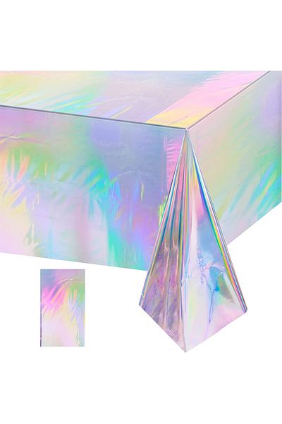 Choice Laser 1-piece Disposable Laser Rectangular Tablecloth Rainbow Aluminum Foil Tablecloth Birthday And