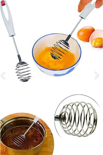 NAKRES Steel Tip Spring Beater Egg Yogurt Cream Beater with Crush Feature