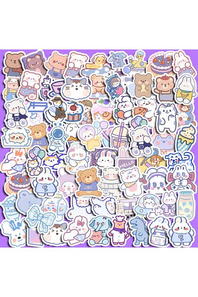 Choice 90pcs Blue Brownie Cute Animal Graffiti Stickers Children's Diy Stationery Computer Stickers Stud...