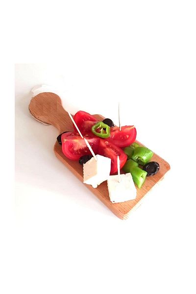RAMDET Natural Presentation Table - Wooden Cut Board, Wooden Handle Cheese Presentation Board