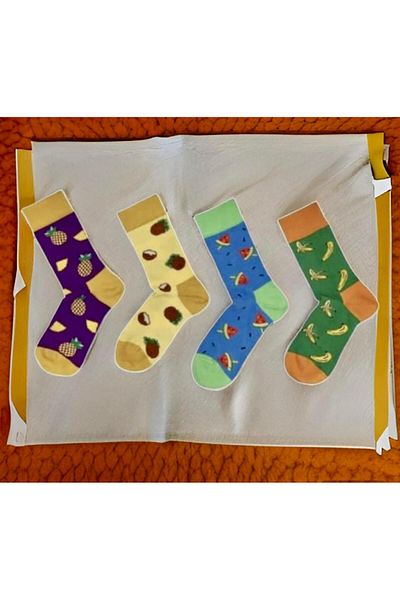 Forever 4-Piece Colorful Fruit Patterned Socks