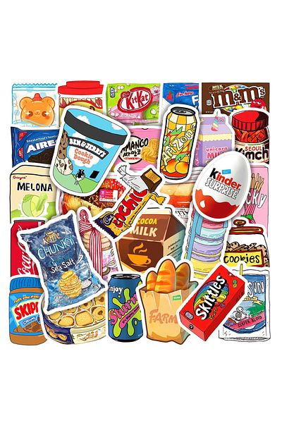 Choice 50pcs 10/30/50pcs Drink Milk Snack Food Packaging Stickers Phone Scrapbook Motorcycle Cool Car Water