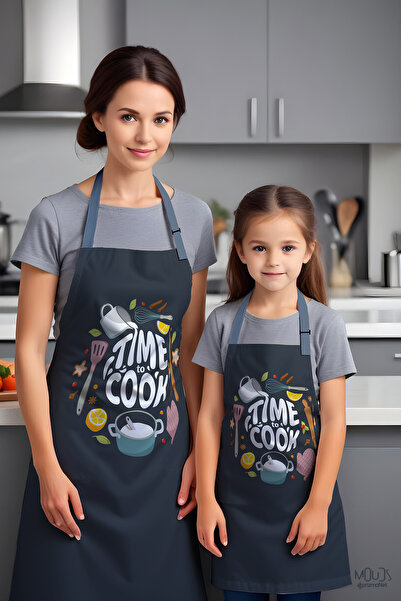 Moud's مريلة مطبخ منقوشة لوقت تناول الطعام - مريلة للأم والابنة والطهاة والأطفال والمناسبات