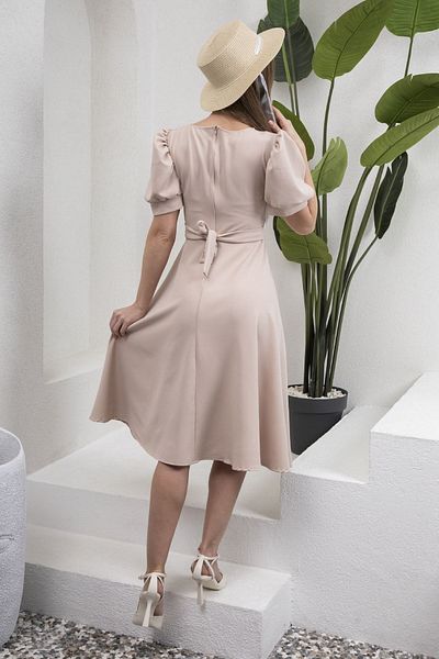 KÜÇÜĞÜM BUTİK Rochie evazată cu lungime midi, cu mâneci pepene verde crep bej