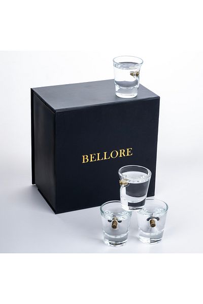 Bellore 9mm Bullet Shot Tequila Liquor Special Cup Set of 4 Bullet Core Gift Set