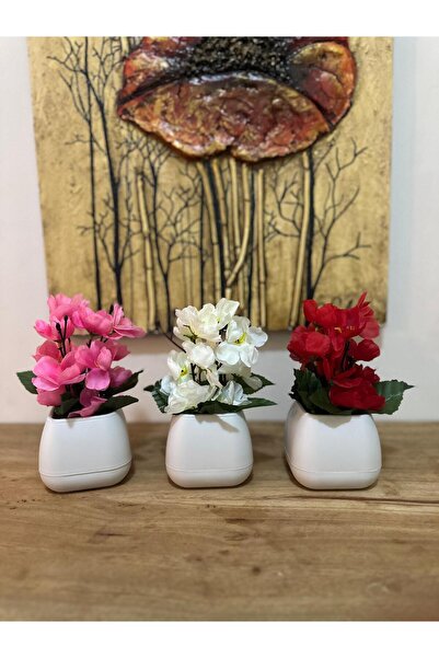 lameko 3 قطع متوسطة الحجم من الزهور الاصطناعية الجافة لتزيين الطاولة زهرة اصطناعية