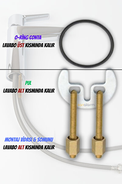 sarıalarm Batarya Musluk Altı  Montaj Vidası ( Çift Vidalı ) Montaj Anahtarı Hediyeli