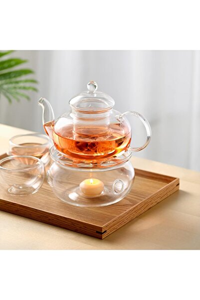 Generic Tea kettle with glass burner and detachable infuser 600ml (20.3 oz) leaf tea and flower tea maker