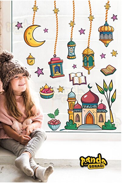 PANDA SOKAĞI Ramazan Ayı Temalı Sarkıt Cami Ay Cam Duvar Süsleri Hoşgeldin Ra...
