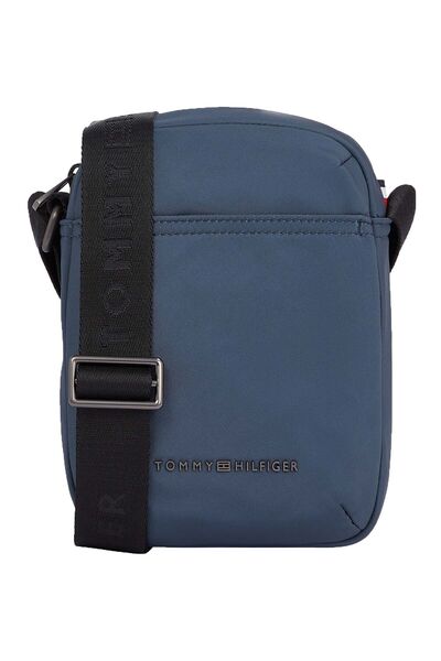 Tommy Hilfiger Erkek Kompakt Ve Hafif Logo Desenli Gri Omuz Çantası AM0AM13111-POM