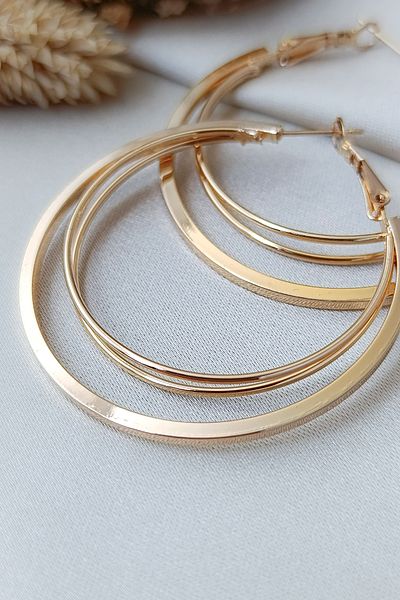 COSİTA Double Layer Gold Hoop Modern Earring Design