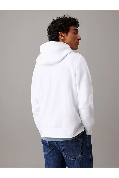 Calvin Klein Men's White Sweatshirt - Hoodie, Regular Fit, Cotton, Long Sleeve K10K 114338 -Yaf