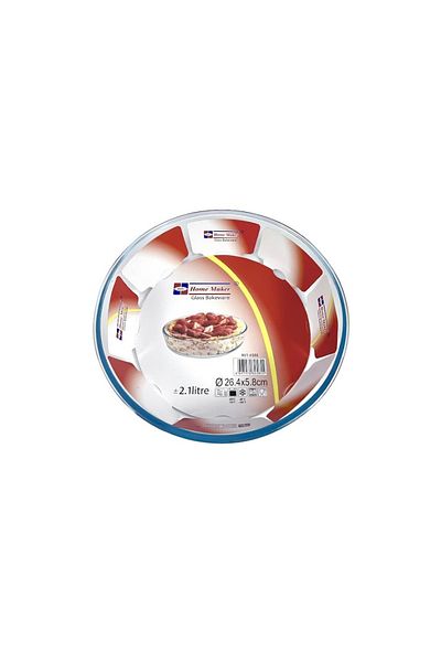 AVCI HOME MAKER Round Glass Baking Dish, 2.1 Lt Capacity, 26.4 Cm Diameter, 5.8 Cm Height