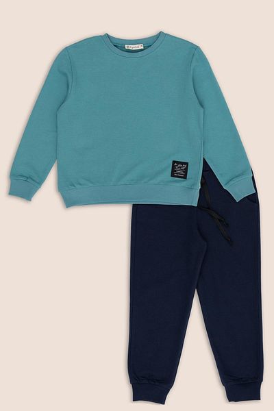 for you kids 2-Piece Green Navy Blue Sweat Jogger Bottom Top Set