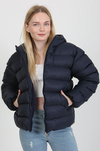 VODENS Thick Waterproof Hooded down Jacket with Dark Blue Fur Inside