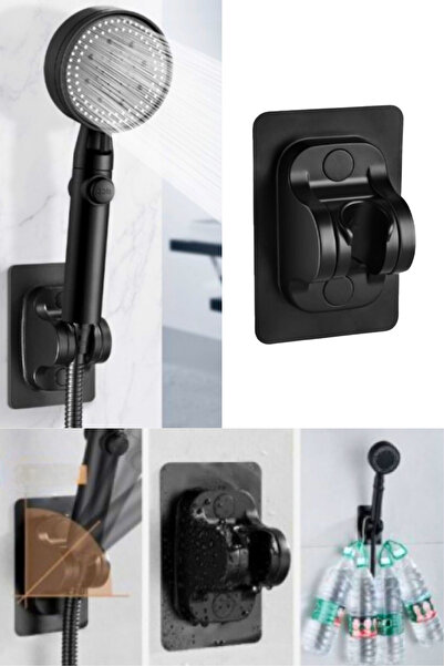 Vekorr Siyah Yapışkanlı Duş Banyo Başlık Tutucu Ayarlanabilir Çok Amaçlı Mop ...