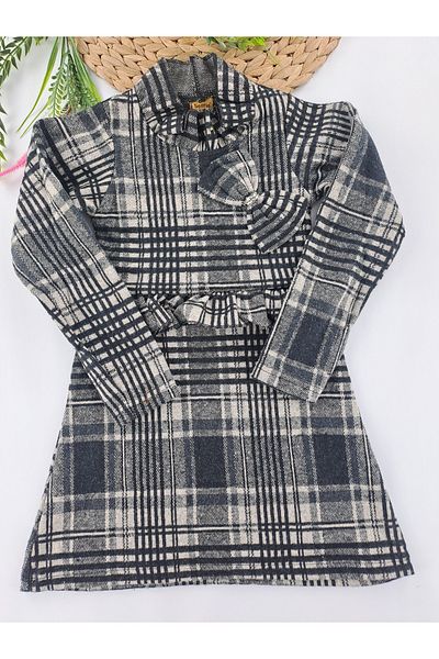 Butik Κοριτσίστικο χειμερινό φόρεμα με 3 διαφορετικά σχέδια, κουμπί αρκουδάκι και λεπτομέρεια φιόγκου