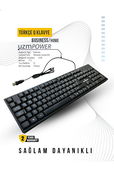 UZMPOWER T15 Usb Kablolu Türkçe Q Klavye Ofis Ev